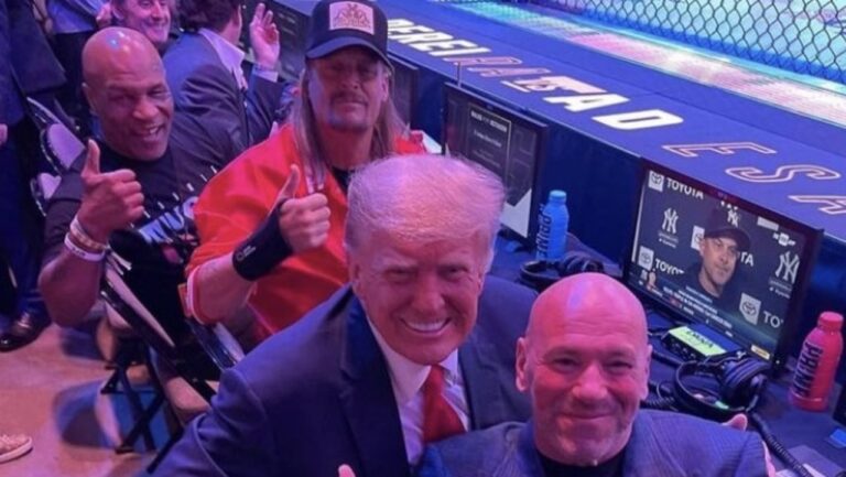 Shock photograph of Donald Trump with Mike Tyson, Child Rock
